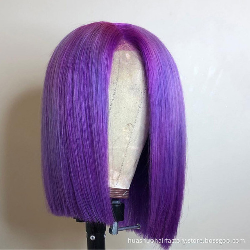 Peruvian Bob Double Drawn Wigs, Braziliian Malaysian Colored Human Virgin Hair Cuticle Aligned Blunt Cuts Bob Short Wigs